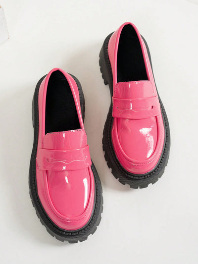 Trendy Pink Chunky Platform Loafers - Korean Style Casual Slip-Ons for Effortless Chic