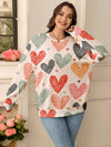 Vibrant Heart Polka Dot Plus Size Sweatshirt – Cozy Crew Neck Long Sleeve Style