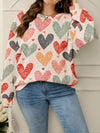 Vibrant Heart Polka Dot Plus Size Sweatshirt – Cozy Crew Neck Long Sleeve Style