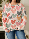 Vibrant Heart Polka Dot Plus Size Sweatshirt – Cozy Crew Neck Long Sleeve Style