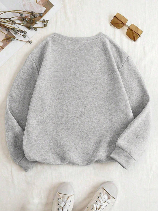 Vintage Western Style Casual Drop Shoulder Sweatshirt for Women