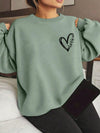 Leopard Heart Print Plus Size Sweatshirt for Women - Cozy Round Neck Long Sleeve Top