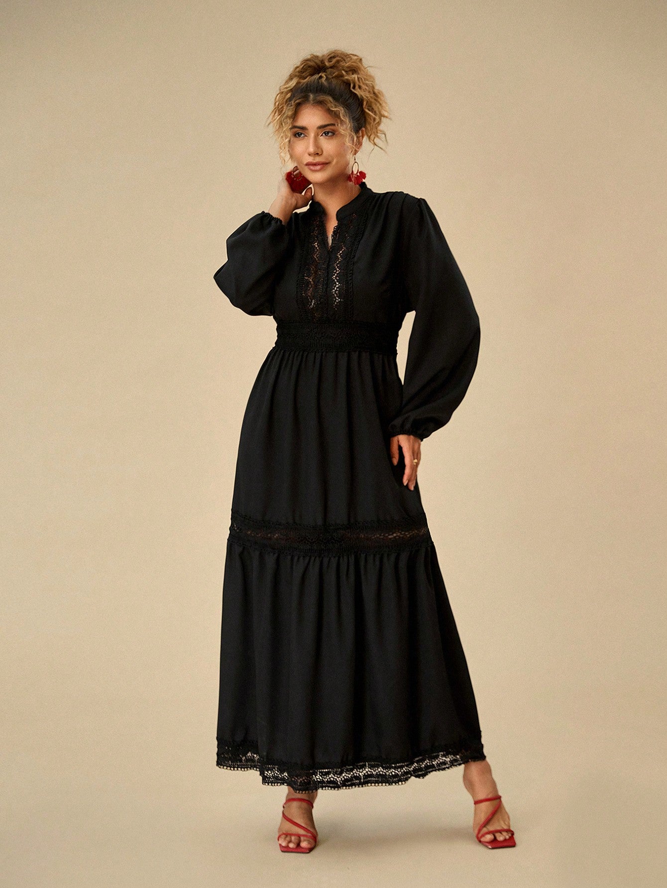 Going Out Dress Women's Plus Size Western Cowgirl Dress  Bell Sleeve  V-Neck Mini Dress, Mesh Hippie Casual Outfit A Line Casual Plus Size Dress