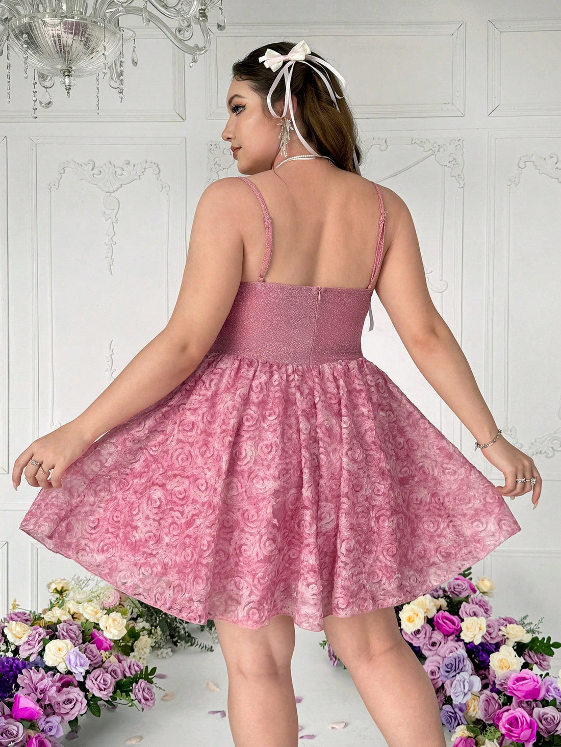 Be the life of the party in our Plus Size Vintage French Peplum Mini Dress! With a romantic spaghetti strap design and heart polka dot print, you'll feel confident and stylish all night long. Perfect for any celebration, this dress is sure to make heads turn.