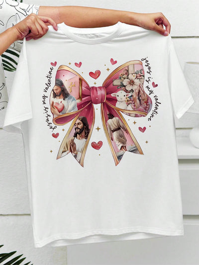 Heartfelt Elegance: Vintage Valentine’s Day Bow Tie Graphic Tee