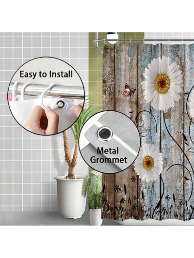 Rustic Daisy Floral Shower Curtain - Vintage Country Charm for Your Bathroom