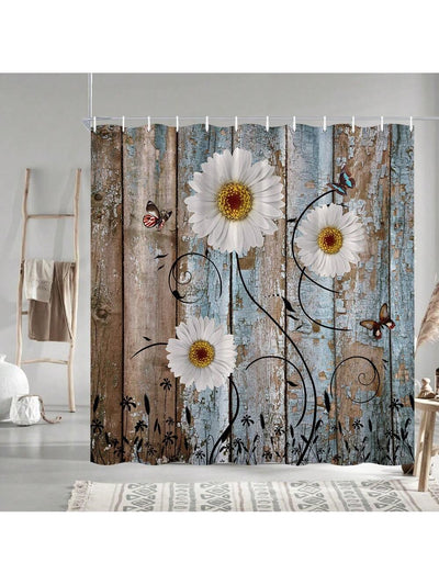 Rustic Daisy Floral Shower Curtain - Vintage Country Charm for Your Bathroom