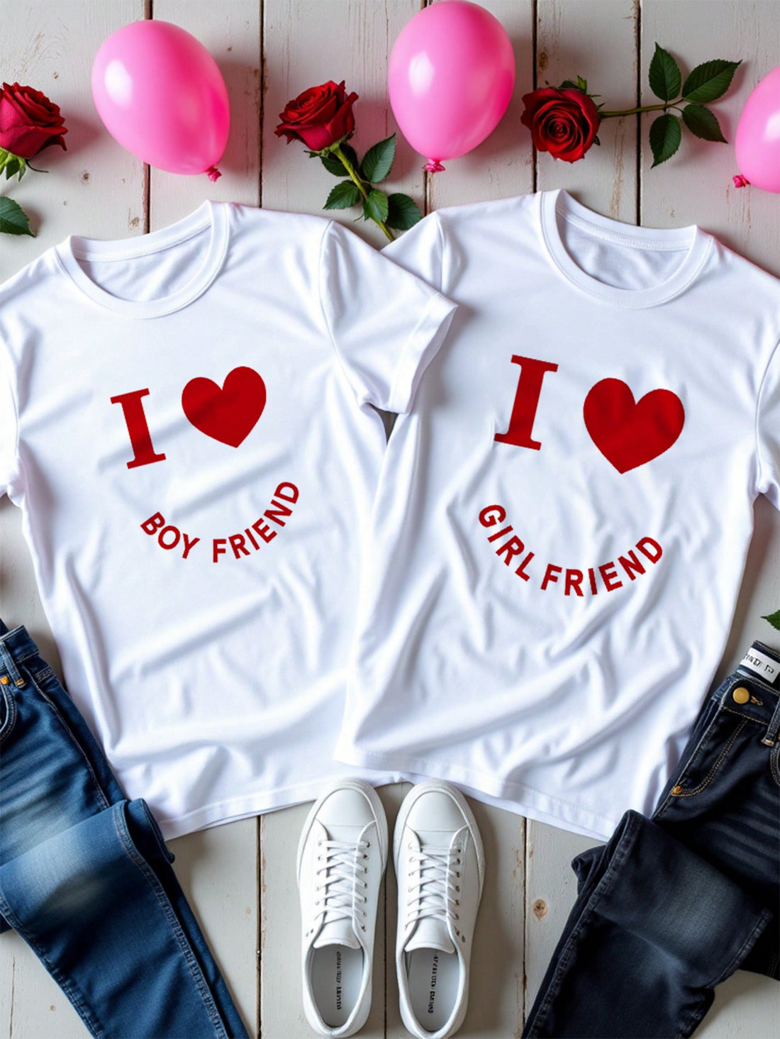 Fall in love with our Love in Every Stitch classic white crew neck t-shirt designed for couples. Made with high quality fabric, this t-shirt showcases your love with style and comfort. Perfect for date nights, anniversaries, or just everyday wear. Share your love through every stitch.