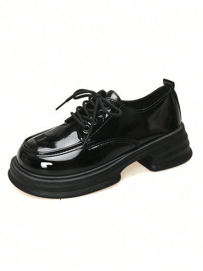 Chic Glossy Platform Oxfords: Versatile Lace-Up Shoes for Effortless Elegance