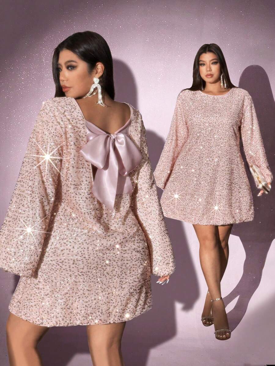 Step out in style with this Elegant Plus Size Back Tie Long Sleeve Short Dress. Featuring a flattering back tie and chic long sleeves, it’s perfect for turning heads at any event. The short length adds a flirty touch, making it a playful yet sophisticated choice for your wardrobe. Comfortable and stylish, this dress is your go-to for effortless elegance.