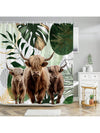 Bohemian Highland Cow Shower Curtain - Modern Nature-Inspired Design for a Stylish Bathroom