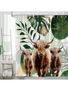 Bohemian Highland Cow Shower Curtain - Modern Nature-Inspired Design for a Stylish Bathroom