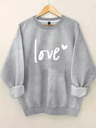 Charming Love Letter Heart Print Plus Size Sweatshirt for Women