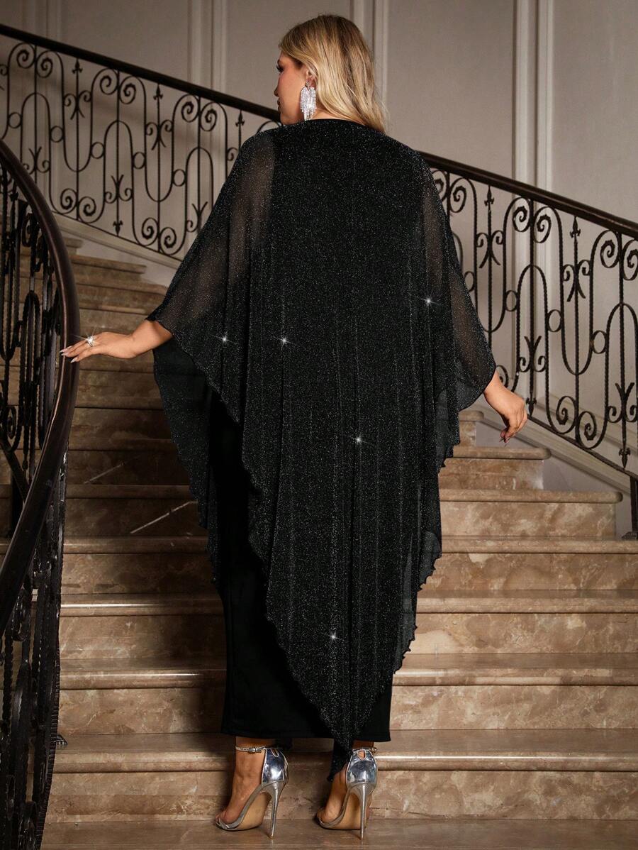 Step into the celebration with flair in this Elegant Plus Size Chiffon Dress featuring a graceful long cape overlay. Designed to flatter and flow, it’s the ultimate pick for wedding guests and mothers of the bride who want to shine effortlessly. Feel the breeze and turn heads as you enjoy comfort and style seamlessly wrapped in one stunning ensemble. Make your special occasion even more memorable with this playful yet sophisticated dress!