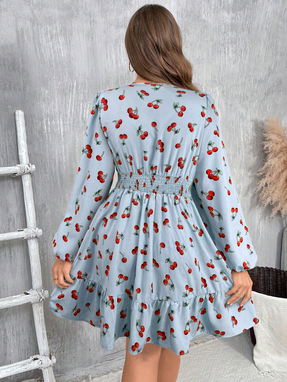 Looking for a dress that's both chic and perfect for autumn (but not in an obvious way)? Look no further! This A-line dress features a charming cherry print that's playful and stylish, making it perfect for any fall occasion. Get yours today and stand out from the crowd!