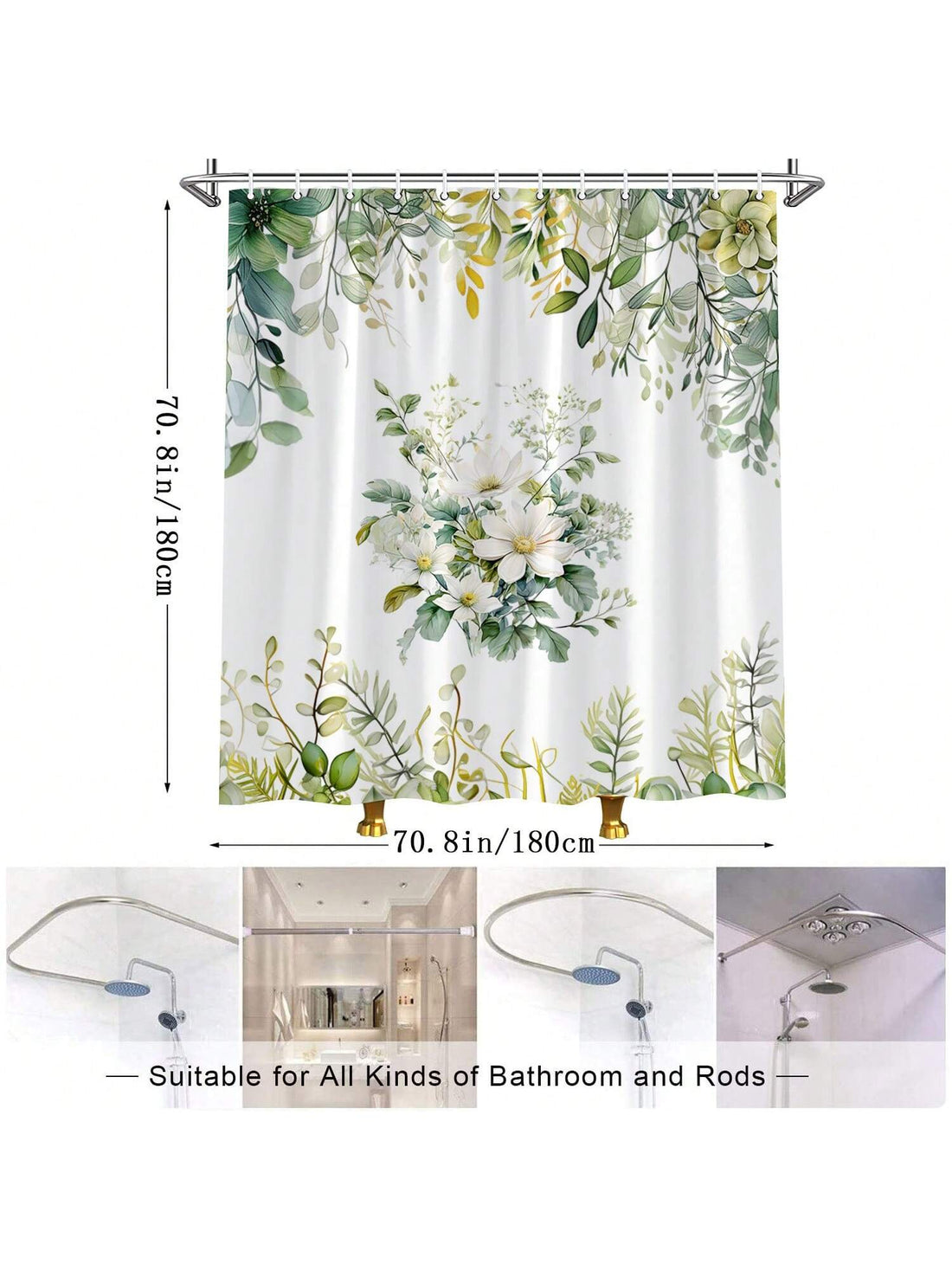 Transform your bathroom into a tropical oasis with Botanical Bliss shower curtain. Featuring vibrant green leaves and flowers, this curtain will add a touch of nature to your space. Let the refreshing and relaxing botanical design transport you to a blissful escape.