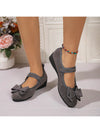 Women's Elegant Bow-Decor Thick Platform Wedge Heel Slip-On Loafers