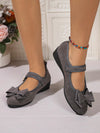 Women's Elegant Bow-Decor Thick Platform Wedge Heel Slip-On Loafers