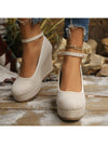 Chic Women's Platform Slip-On Shoes: Breathable Linen High Heels with Water-Resistant Design