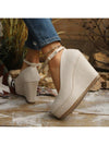 Chic Women's Platform Slip-On Shoes: Breathable Linen High Heels with Water-Resistant Design