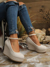 Chic Women's Platform Slip-On Shoes: Breathable Linen High Heels with Water-Resistant Design