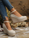 Chic Women's Platform Slip-On Shoes: Breathable Linen High Heels with Water-Resistant Design