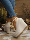 Chic Women's Platform Slip-On Shoes: Breathable Linen High Heels with Water-Resistant Design