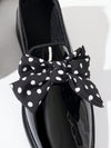 Chic Black Polka Dot Bow Loafers - Elegant Thick-Soled Design for Effortless Style