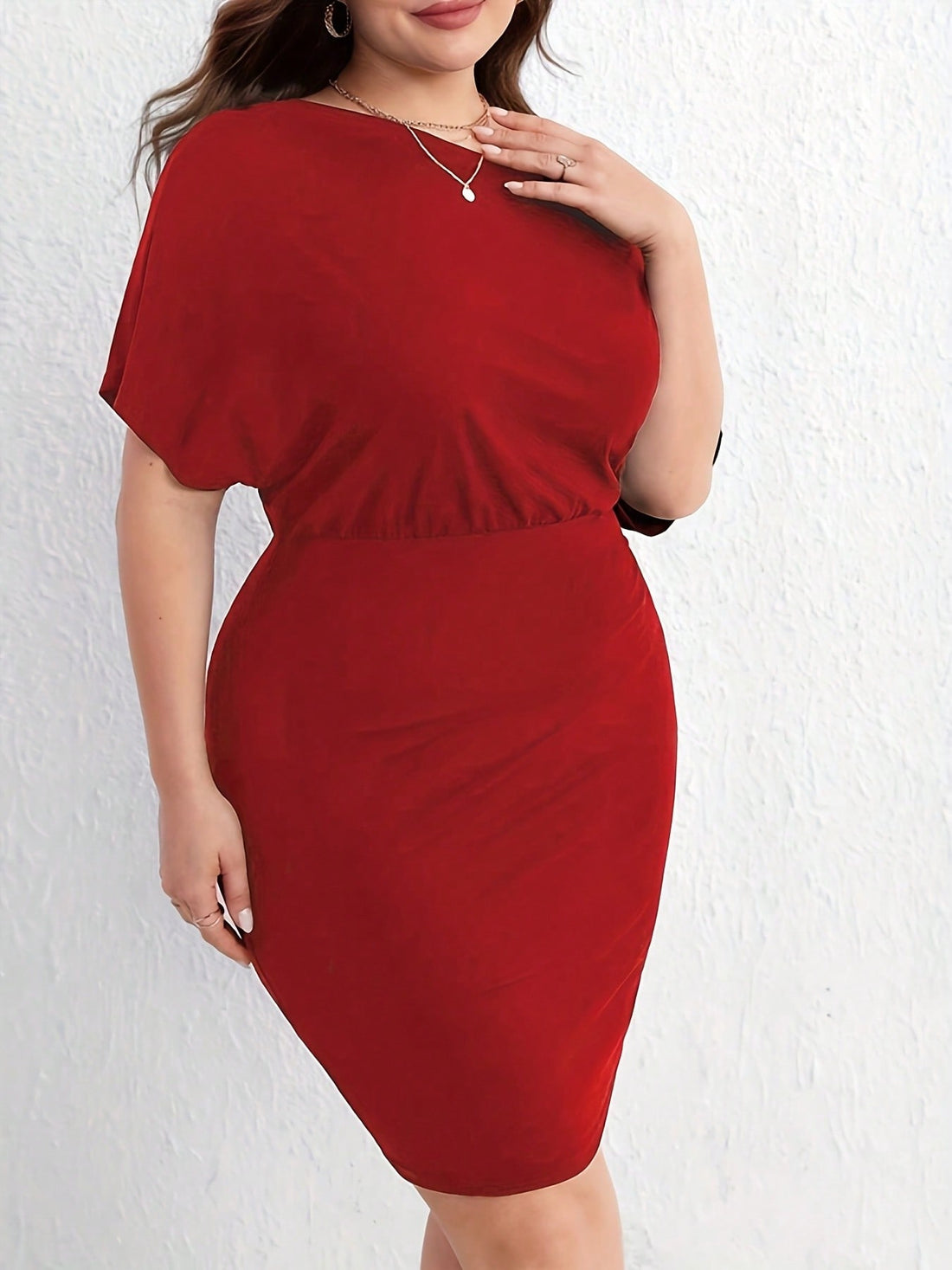 This cross-shoulder midi dress is the perfect style for all seasons - spring, summer, and fall! With its elegant design and versatile look, it's the perfect addition to any wardrobe. Stay stylish and comfortable no matter the season with this dress.