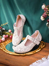 Women's Casual Fashion Glitter Lace Embroidery Slip-Resistant Wear-Resistant Mid-Heel Pumps, Spring/Summer New