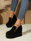 Chic Black Platform Wedge Shoes: Stylish Slip-On Heels for Ultimate Comfort