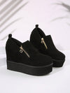 Chic Black Platform Wedge Shoes: Stylish Slip-On Heels for Ultimate Comfort