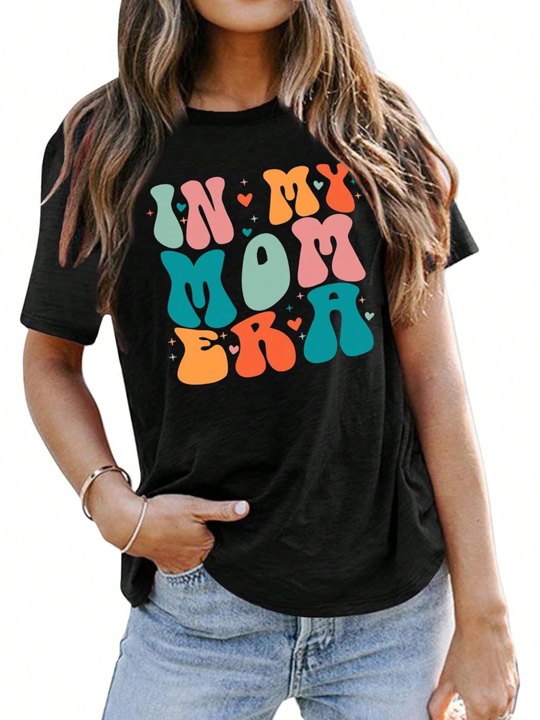 Show off your mom pride with this funny graphic tee! Featuring the phrase "In My Mom Era", this comfortable and stylish shirt is perfect for any mom who embraces the chaos and humor of parenting. Wear it with pride and show the world that you're not just a mom, you're a mom in your own unique era.