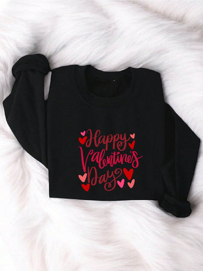 Charming Love: Cozy Valentine's Sweatshirt with Slogan "Happy Valentines Day"