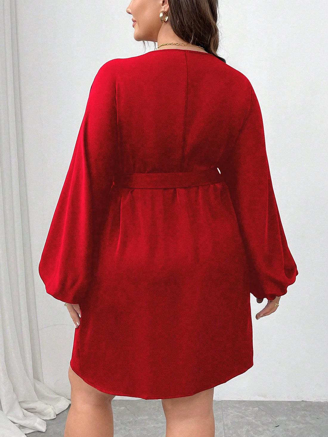 Elevate your style with this stunning Chic & Stylish V-Neck Ruched Bodycon Mini Dress featuring statement-making lantern sleeves. The form-fitting design accentuates your curves while the ruched details add a touch of effortless glamour. Perfect for any occasion, dress it up or down for a chic and stylish look.