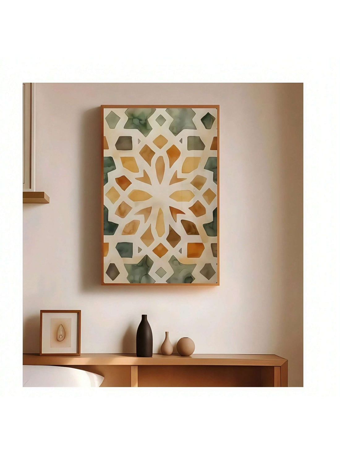 Revamp your home with this Elegant Alhambra-Inspired Ceramic Tile Canvas Print. The vintage Arabic wall art adds timeless charm to any decor. Bring a touch of sophistication and culture to your space with this exquisite piece.