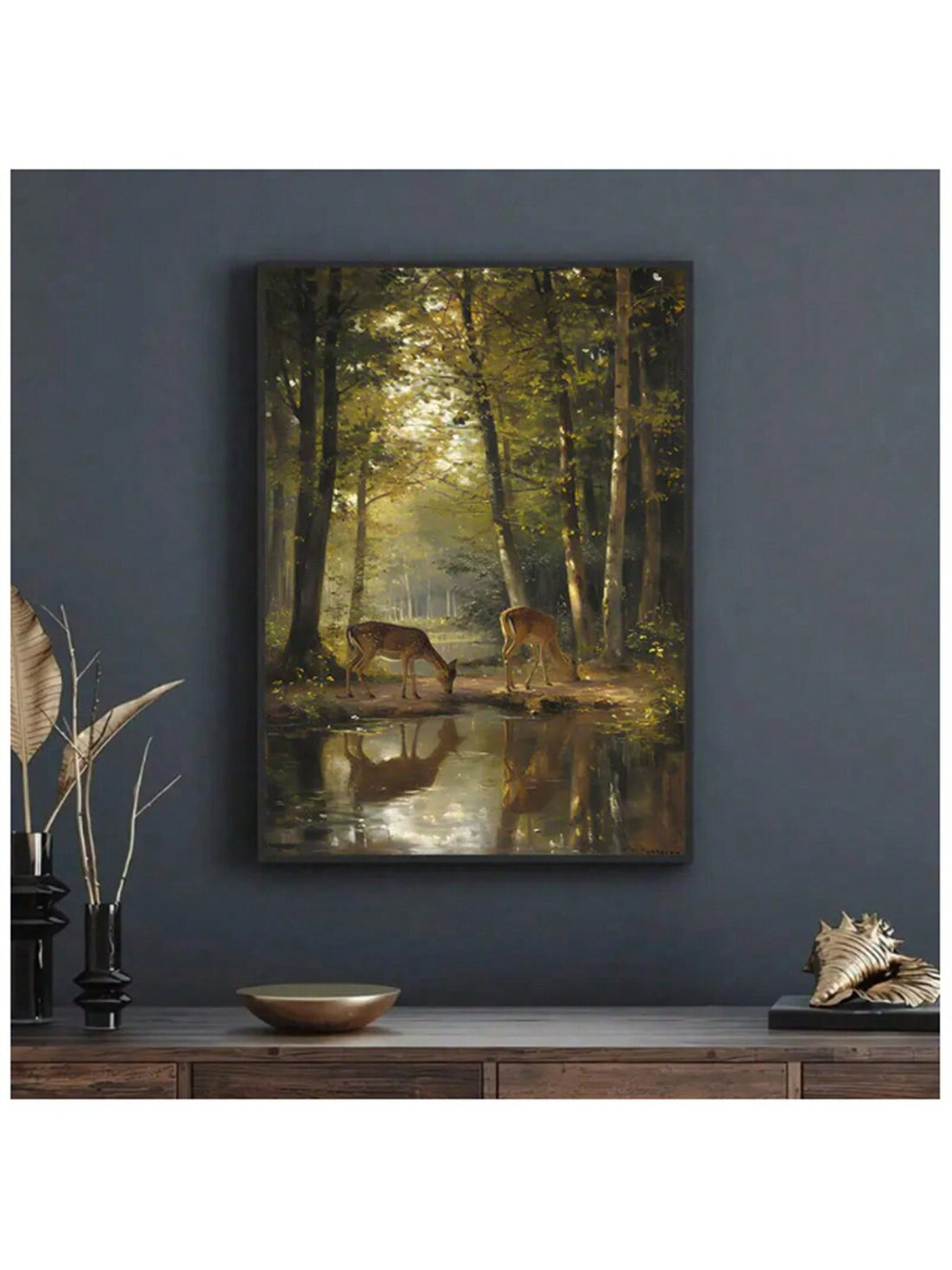 Bring a touch of woodland whimsy to any room with this Autumn Forest Creek Deer Canvas Wall Art. Featuring a graceful deer by a tranquil creek surrounded by autumn colors, it adds warmth and a modern vibe to your home or office. Perfect for sparking conversation or simply enjoying nature’s charm indoors!