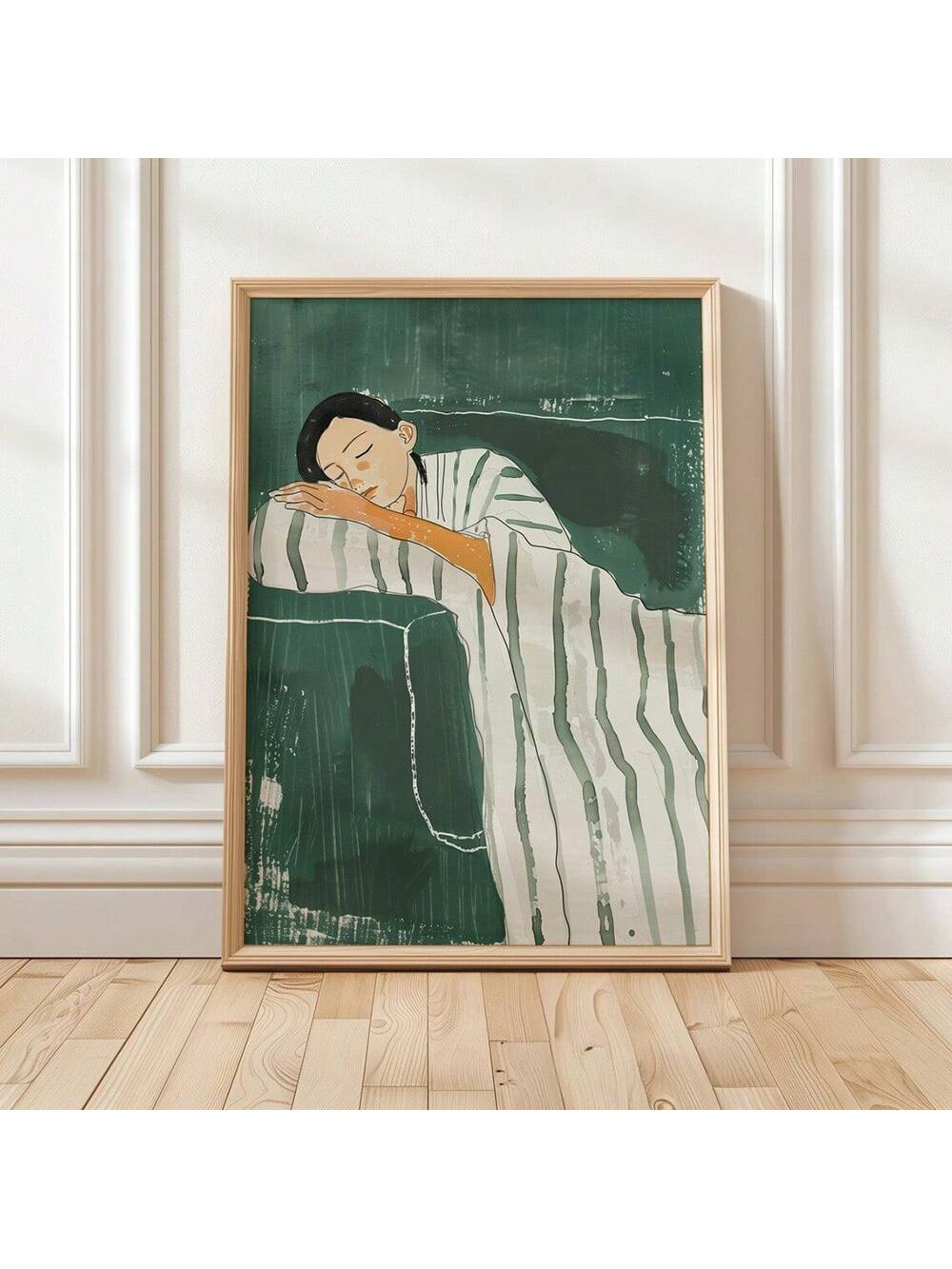 Add a touch of retro chic to your modern home with this set of 2 unframed abstract woman art posters in striking emerald green. Perfect for adding a pop of color and personality to your walls, these posters are sure to make a statement.