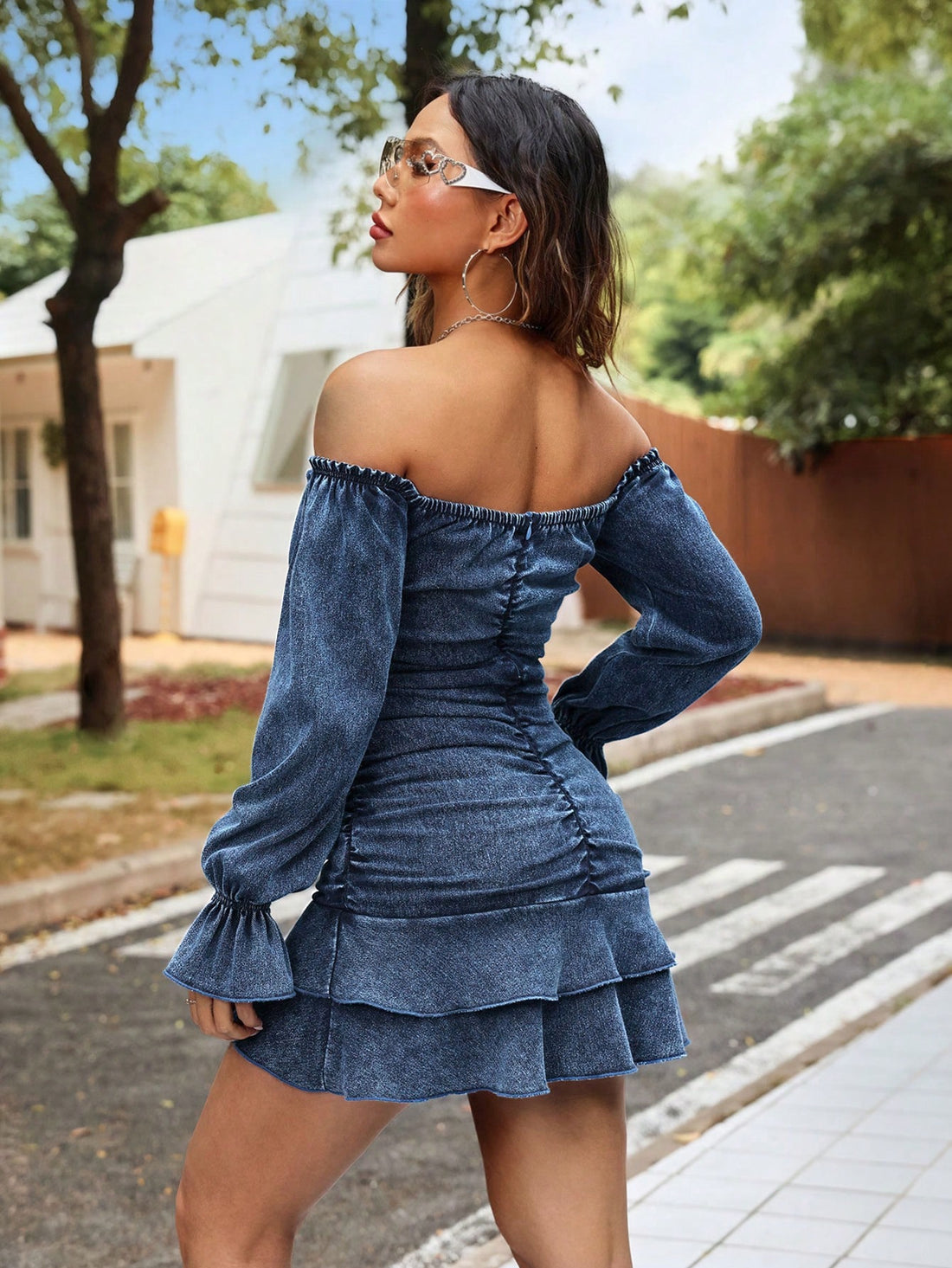 Turn heads effortlessly in this trendy one-shoulder denim dress designed to hug your curves with its high-stretch fabric. Whether you're dancing at a music festival or enjoying a fun date night, this playful dress combines comfort and style for any occasion. Its unique cut adds a flirty edge, making it your go-to piece for unforgettable moments.