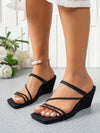 Chic Minimalist Square Toe Wedge Heel Sandals - Summer Essential