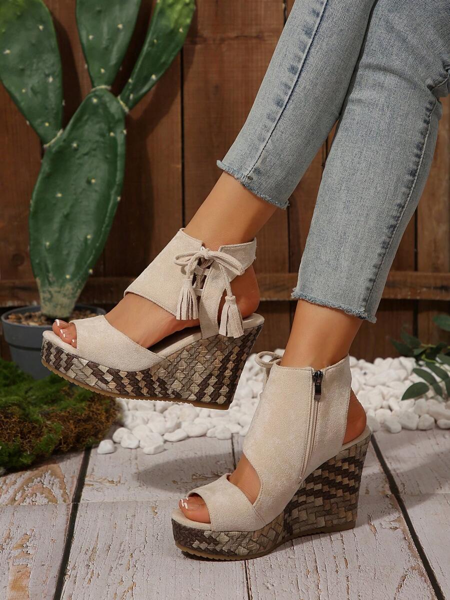 Step into summer with these playful platform wedge heels designed just for you! Featuring a high peep toe and a convenient side zipper, these sandals blend style and ease perfectly. Elevate your casual looks while enjoying comfortable support all day long. Perfect for sunny days and fun nights out!