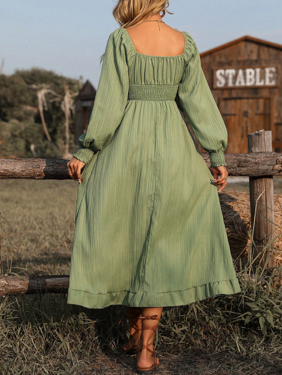 Effortlessly elegant, this long sleeve dress is perfect for any occasion. Chic and solid in color, it features a waist-tie detail that adds a touch of style. Make a statement and stand out with this versatile dress.