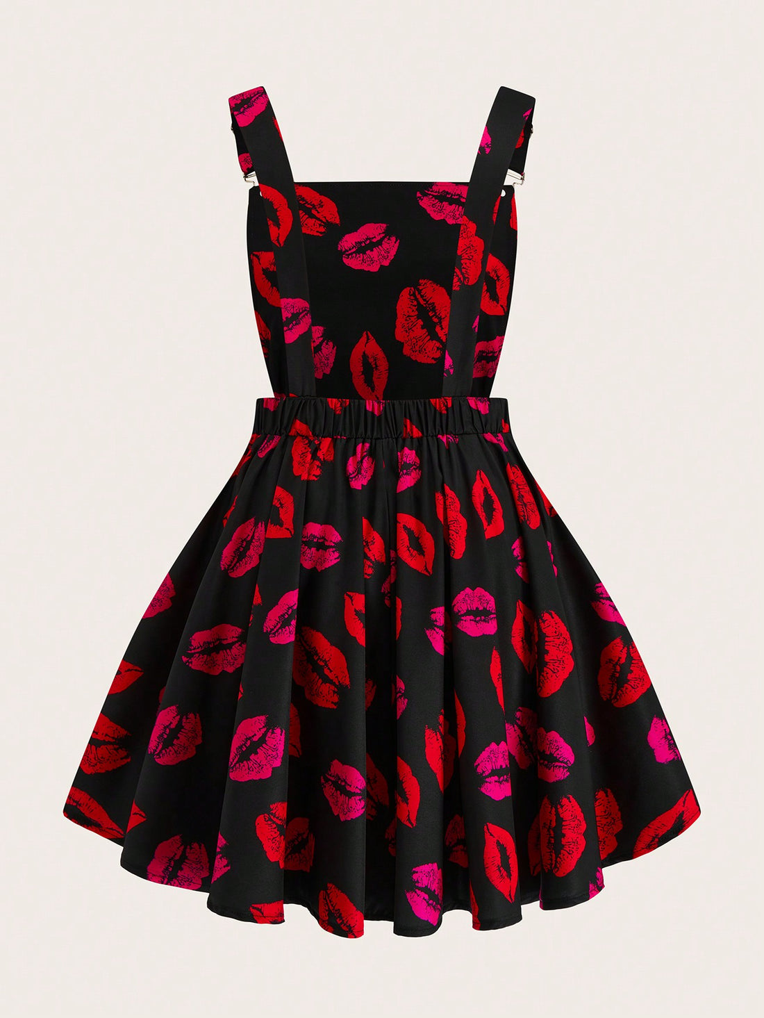 Be a trendsetter in this Chic & Fun Plus Size Casual Lip Print Strap Dress. The playful print and flattering straps will have you feeling chic and confident. Perfect for a casual day out or a fun night on the town. Lip-erfect addition to your wardrobe!