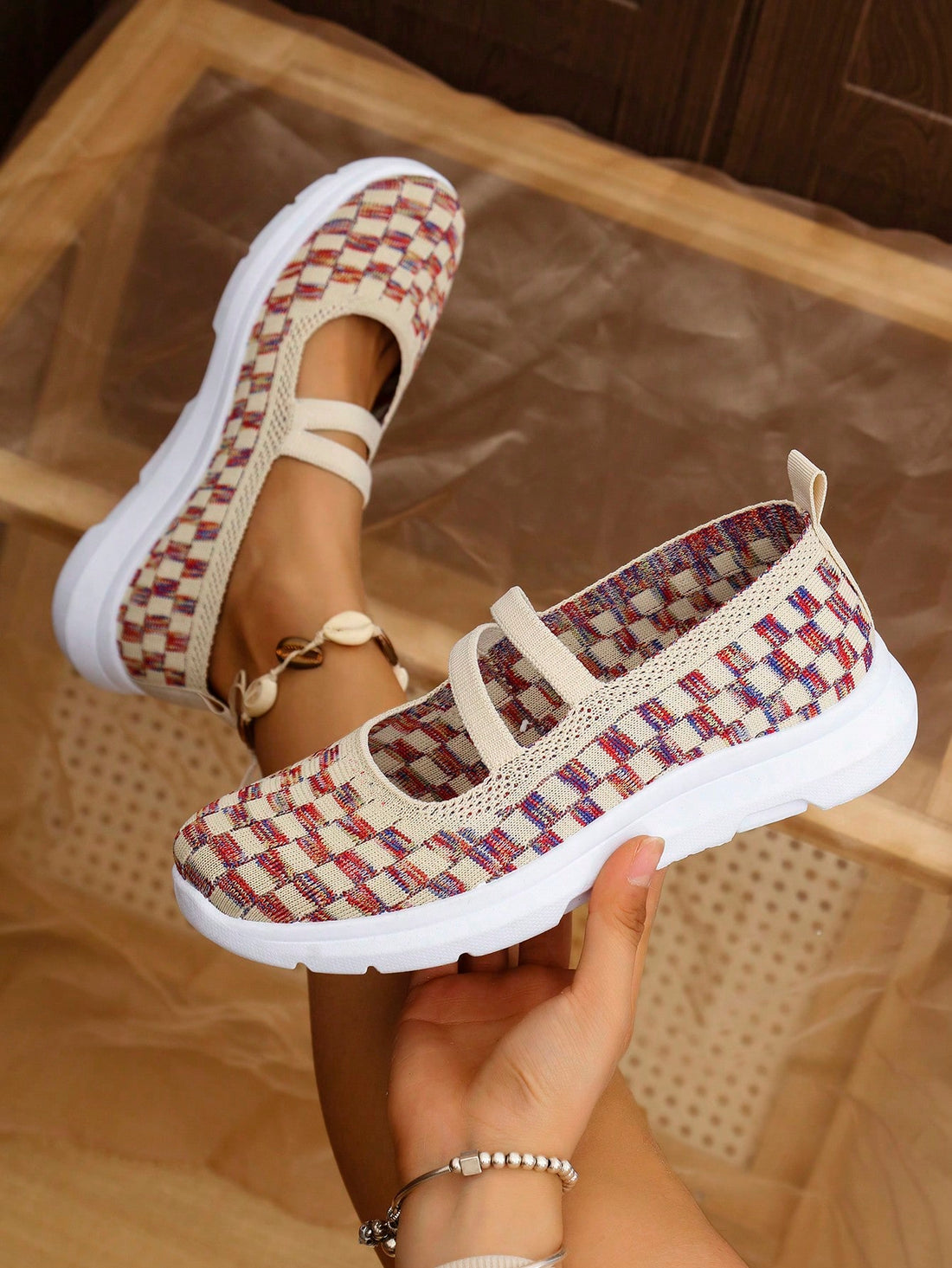 Slip into style and comfort with these non-slip knitted slip-on flat shoes! Perfect for casual walks, these shoes provide a snug fit and added grip for a worry-free stroll. Say goodbye to slipping and hello to effortless comfort. Treat your feet to the best with Step into Comfort!