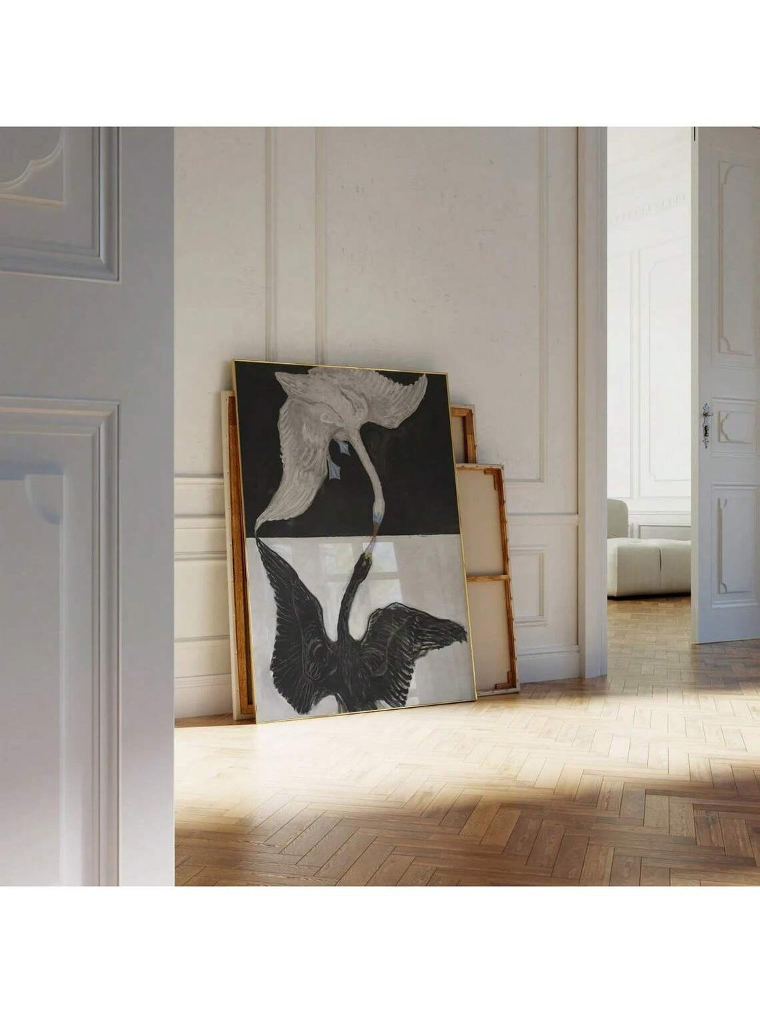 Add a touch of elegance to your living room or bedroom with our Vintage Hilma af Klint Swan Wall Art. The black and white design is a perfect addition to any room. Bring a touch of sophistication to your space.