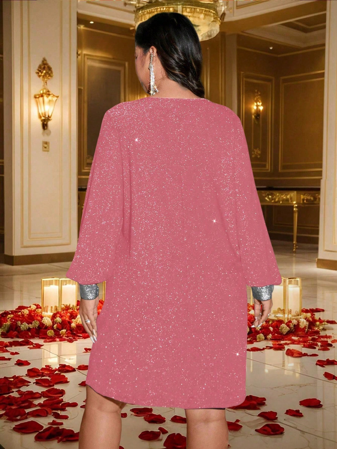 Effortlessly slay any occasion with this chic burgundy plus size v-neck mini dress. This figure-flattering dress is perfect for every occasion, adding a touch of effortless style to your wardrobe. Perfect for the confident and fashion-forward woman.