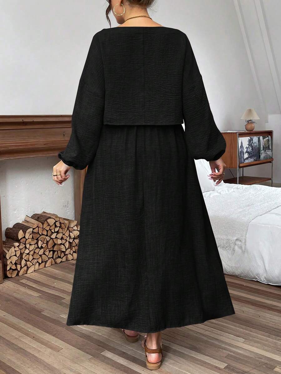 Escape to paradise in style with this fabulous two-piece vacation set designed for the confident, curvy woman. The blouse features charming lantern sleeves that add movement and flair, while the solid color palette keeps things effortlessly chic. Pair it with the matching skirt for an instantly polished look that transitions seamlessly from beachside brunch to sunset dinner. Perfect for getaways, resort wear, or whenever you want to feel absolutely stunning. Comfort meets elegance in this must-have vacation