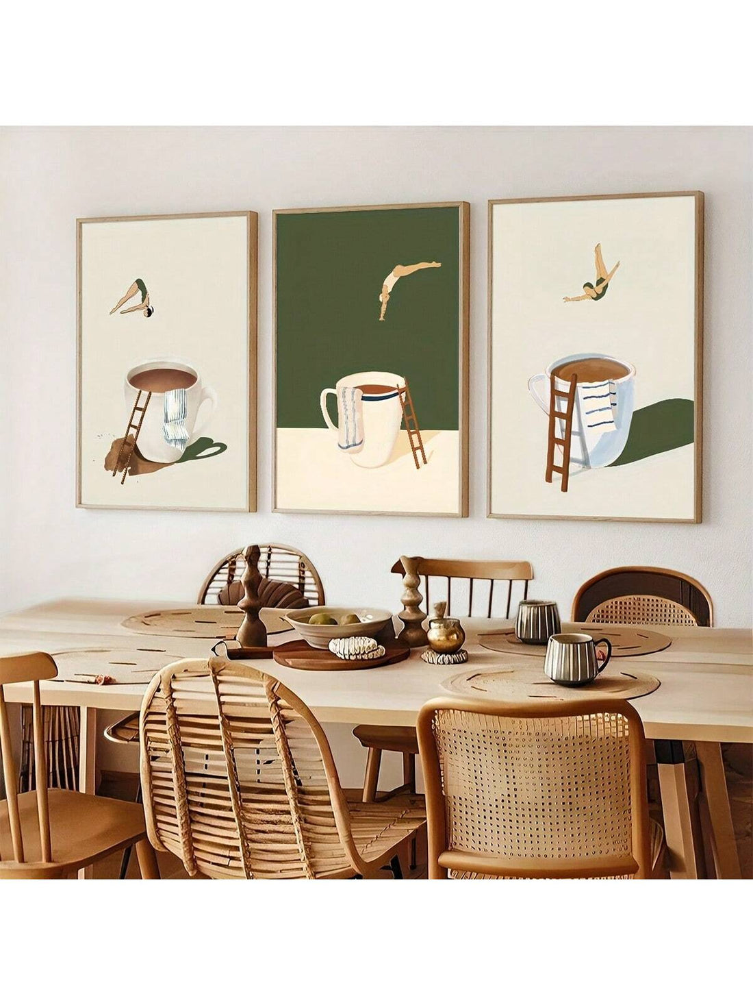 Add a splash of fun and flair to your space with this Modern Minimalist Coffee Diver Art Print Set. Featuring bold geometric shapes and a sleek design, these prints bring a playful yet sophisticated vibe to any room. Perfect for coffee lovers and art enthusiasts alike, they effortlessly brighten your walls while keeping your decor stylish and fresh.