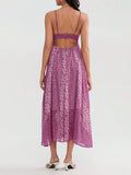 Floral boho maxi dress with flowing babydoll silhouette