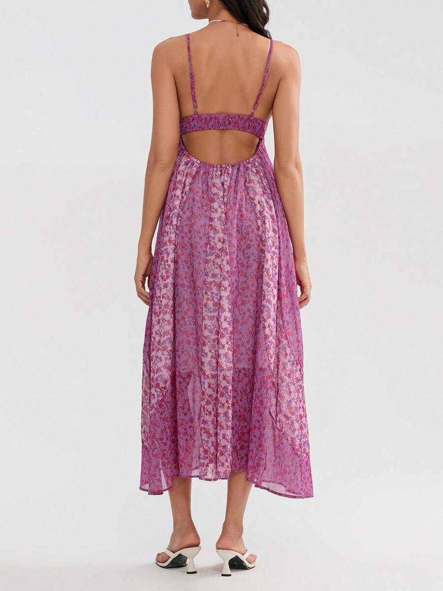 Floral boho maxi dress with flowing babydoll silhouette